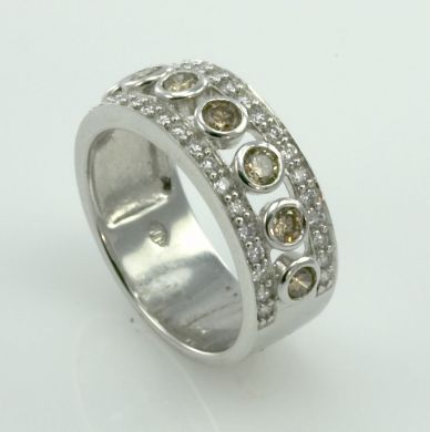 1 2/3 Carat Cognac Diamond 14K White Gold Wedding Band Ring