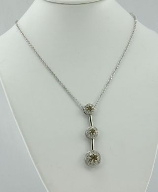 1 Carat Cognac Diamond 14K White Gold Necklace Pendant