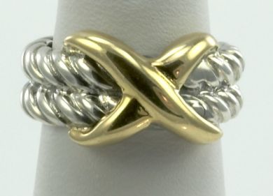Menegatti 925 Sterling Silver & 18K Gold Ring