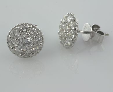 Studs Earrings 2 ct Round Diamond 14K White Gold
