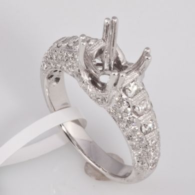 1 1/3 Ct Diamond Engagement Semi Mount Setting Gold Ring