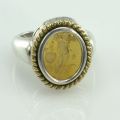 Italian 925 Sterling Silver & 18K Gold Ring